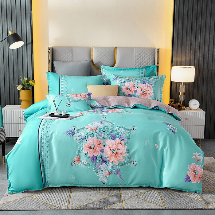 91家纺网 家纺一手货源 找家纺 文黛家居 2025新款-植物羊绒大版花四件套 花开半夏