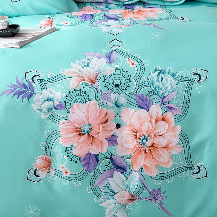 91家纺网 家纺一手货源 找家纺 文黛家居 2025新款-植物羊绒大版花四件套 花开半夏