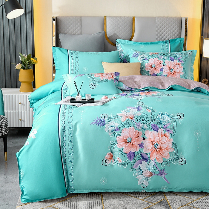 91家纺网 家纺一手货源 找家纺 文黛家居 2025新款-植物羊绒大版花四件套 花开半夏