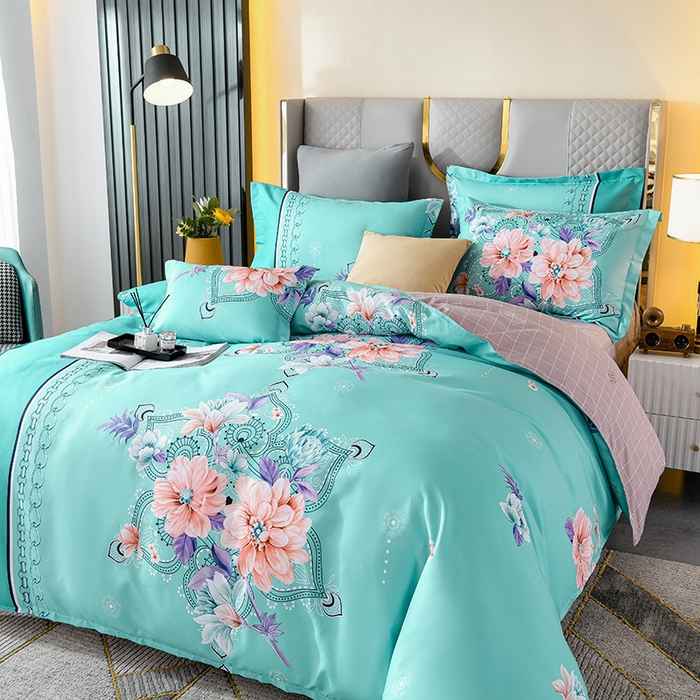 91家纺网 家纺一手货源 找家纺 文黛家居 2025新款-植物羊绒大版花四件套 花开半夏