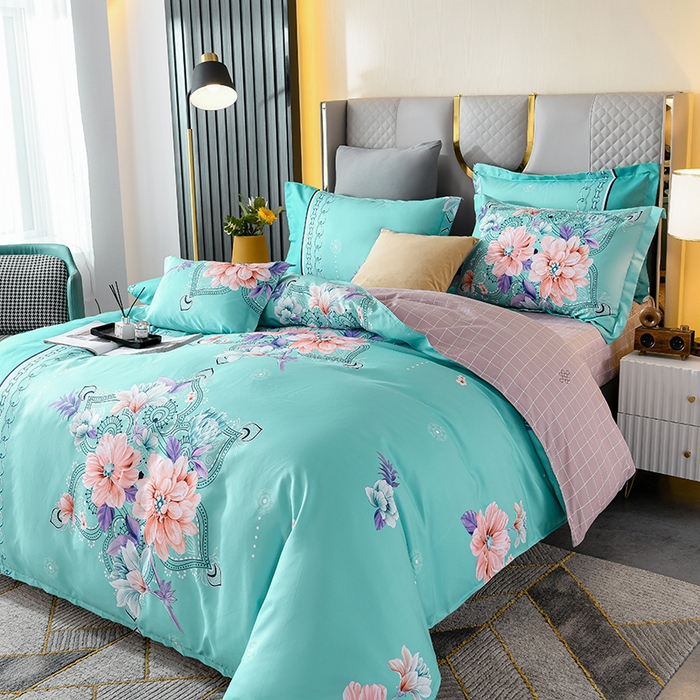 91家纺网 家纺一手货源 找家纺 文黛家居 2025新款-植物羊绒大版花四件套 花开半夏