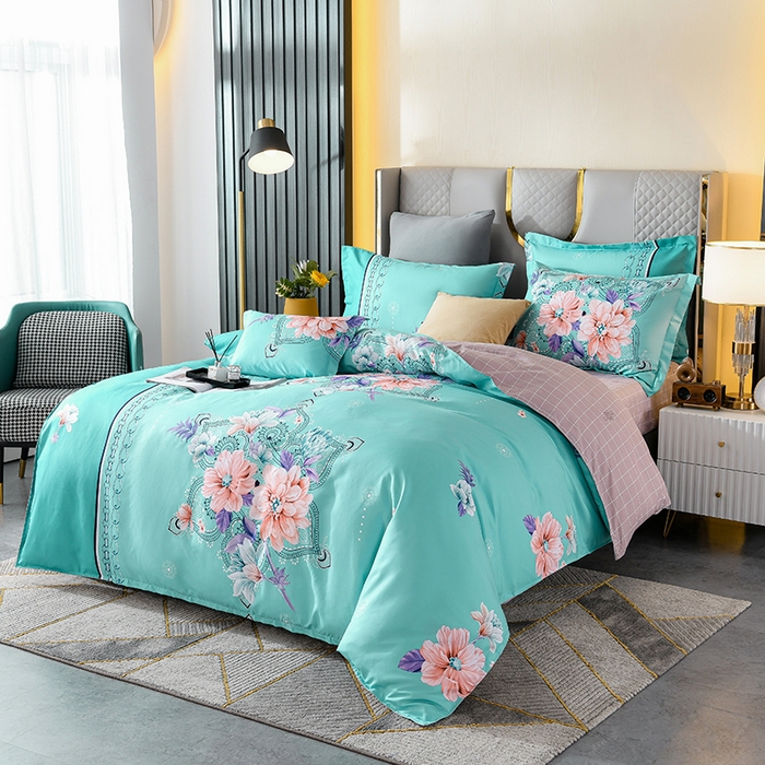 91家纺网 家纺一手货源 找家纺 文黛家居 2025新款-植物羊绒大版花四件套 花开半夏