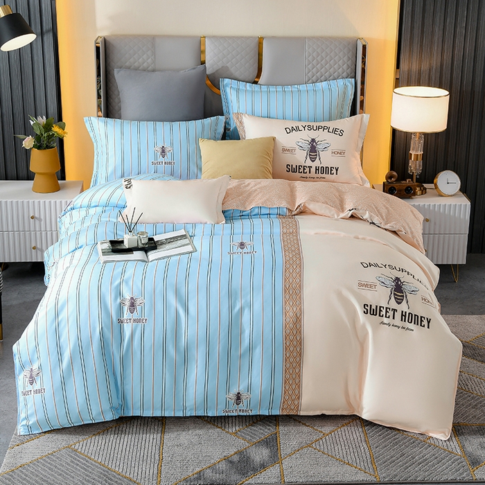 91家纺网 家纺一手货源 找家纺 文黛家居 2025新款-植物羊绒大版花四件套 蜜蜂