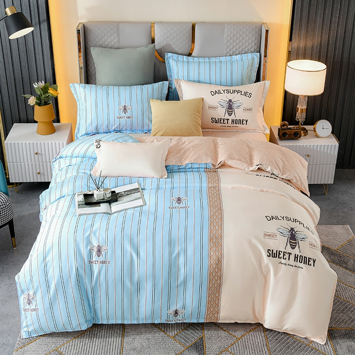 91家纺网 家纺一手货源 找家纺 文黛家居 2025新款-植物羊绒大版花四件套 蜜蜂