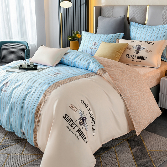 91家纺网 家纺一手货源 找家纺 文黛家居 2025新款-植物羊绒大版花四件套 蜜蜂