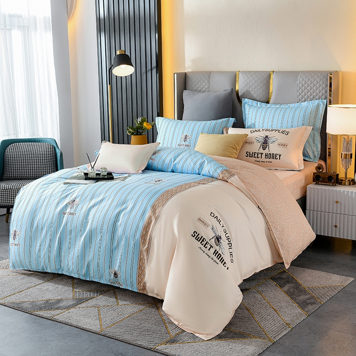 91家纺网 家纺一手货源 找家纺 文黛家居 2025新款-植物羊绒大版花四件套 蜜蜂