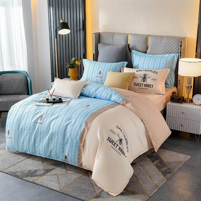 91家纺网 家纺一手货源 找家纺 文黛家居 2025新款-植物羊绒大版花四件套 蜜蜂