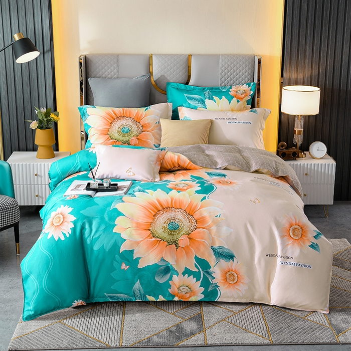 91家纺网 家纺一手货源 找家纺 文黛家居 2025新款-植物羊绒大版花四件套 向日葵