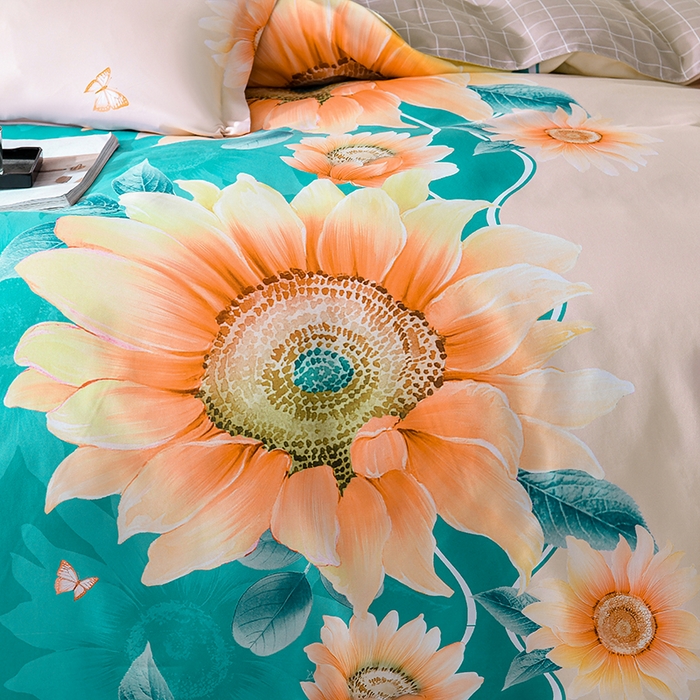 91家纺网 家纺一手货源 找家纺 文黛家居 2025新款-植物羊绒大版花四件套 向日葵