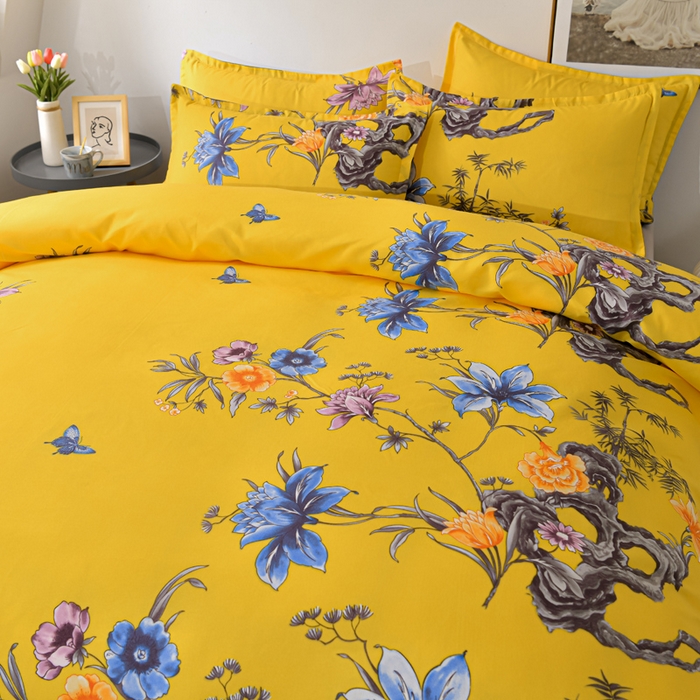 91家纺网 家纺一手货源 找家纺 文黛家居 2025新款-植物羊绒大版花四件套 百花争艳