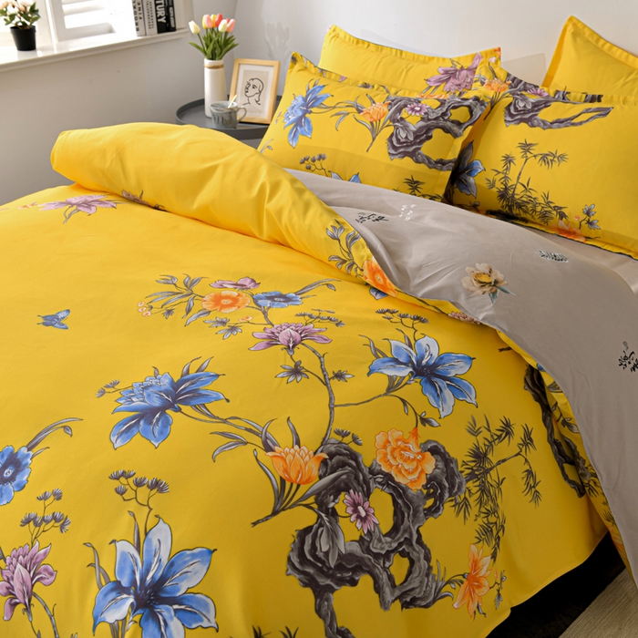 91家纺网 家纺一手货源 找家纺 文黛家居 2025新款-植物羊绒大版花四件套 百花争艳