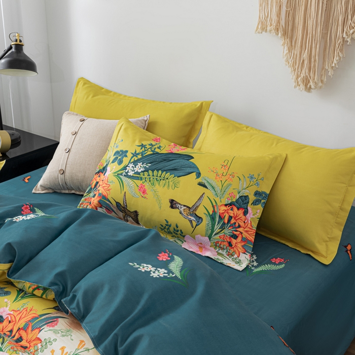 91家纺网 家纺一手货源 找家纺 文黛家居 2025新款-植物羊绒大版花四件套 春色满园