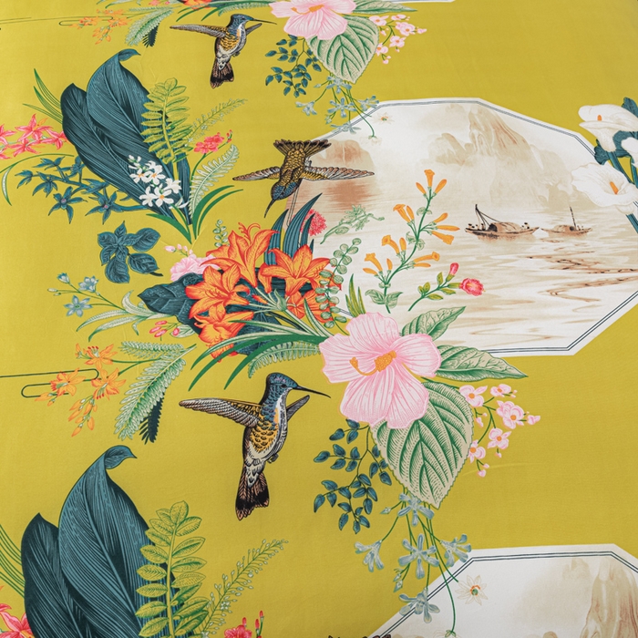 91家纺网 家纺一手货源 找家纺 文黛家居 2025新款-植物羊绒大版花四件套 春色满园