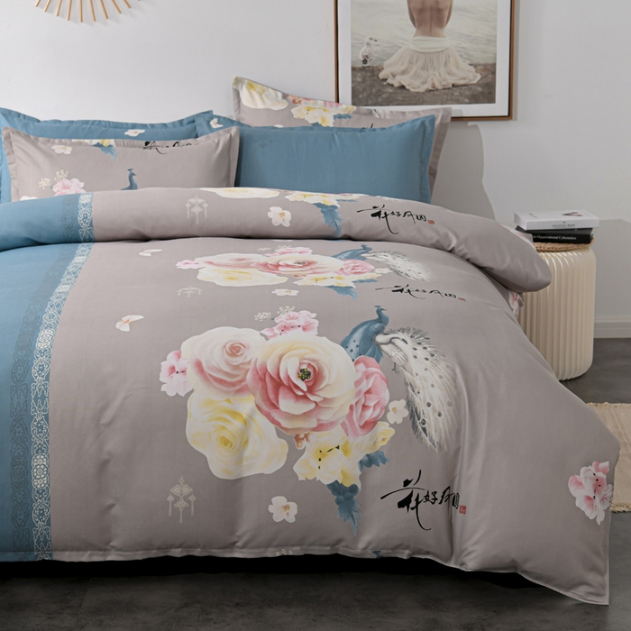 91家纺网 家纺一手货源 找家纺 文黛家居 2025新款-植物羊绒大版花四件套 花好月圆