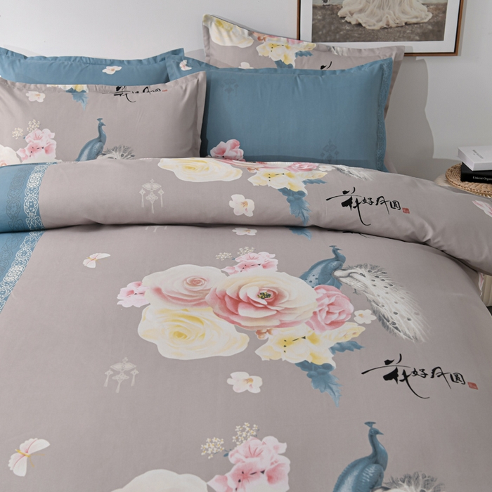 91家纺网 家纺一手货源 找家纺 文黛家居 2025新款-植物羊绒大版花四件套 花好月圆