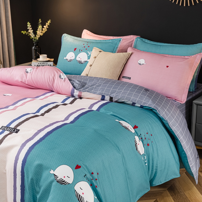 91家纺网 家纺一手货源 找家纺 文黛家居 2025新款-植物羊绒大版花四件套 鲸鱼恋