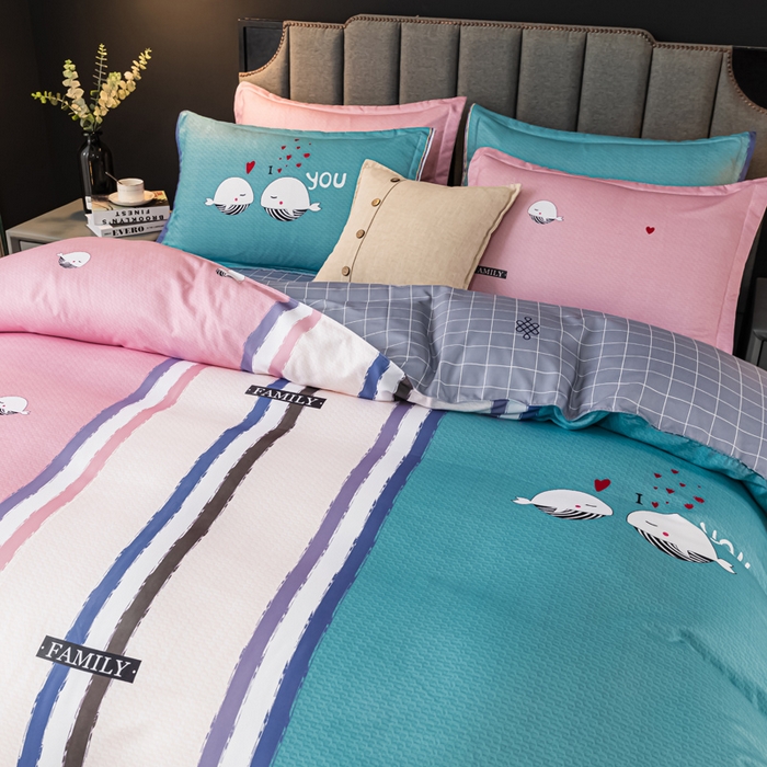 91家纺网 家纺一手货源 找家纺 文黛家居 2025新款-植物羊绒大版花四件套 鲸鱼恋