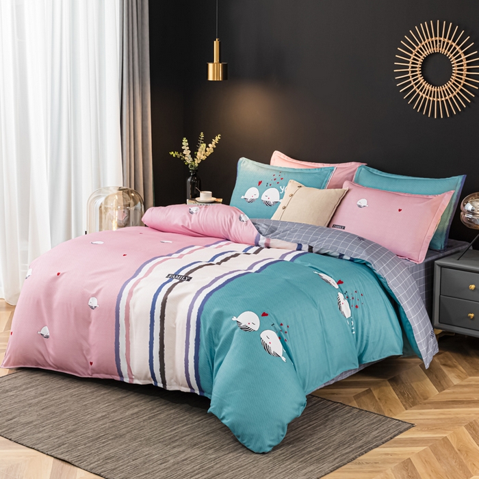 91家纺网 家纺一手货源 找家纺 文黛家居 2025新款-植物羊绒大版花四件套 鲸鱼恋