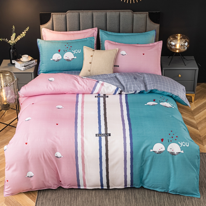 91家纺网 家纺一手货源 找家纺 文黛家居 2025新款-植物羊绒大版花四件套 鲸鱼恋