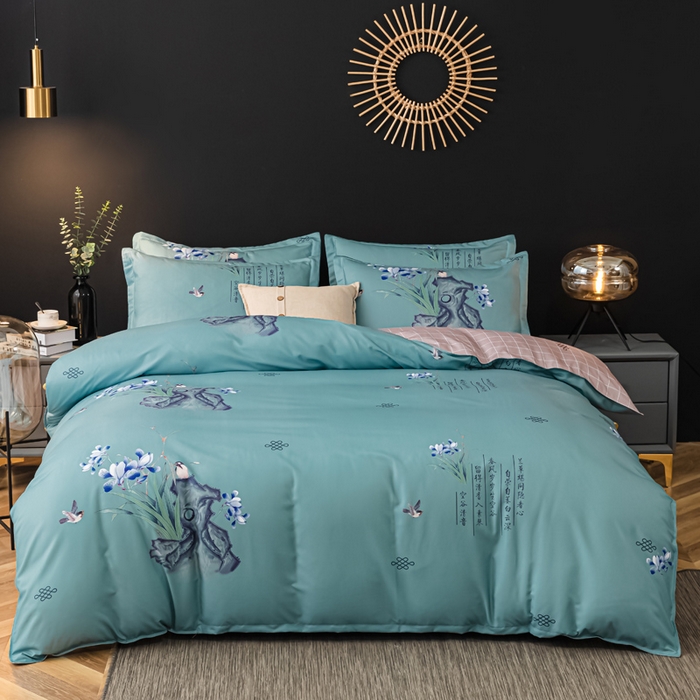 91家纺网 家纺一手货源 找家纺 文黛家居 2025新款-植物羊绒大版花四件套 鸟语花香