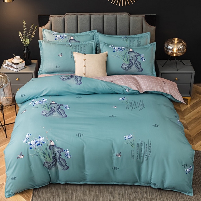 91家纺网 家纺一手货源 找家纺 文黛家居 2025新款-植物羊绒大版花四件套 鸟语花香