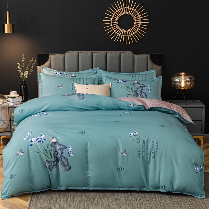 91家纺网 家纺一手货源 找家纺 文黛家居 2025新款-植物羊绒大版花四件套 鸟语花香