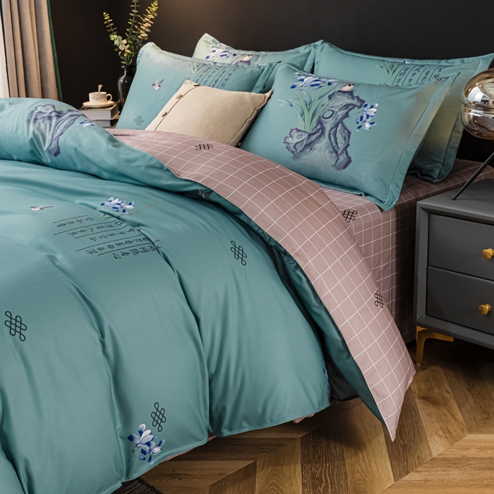 91家纺网 家纺一手货源 找家纺 文黛家居 2025新款-植物羊绒大版花四件套 鸟语花香