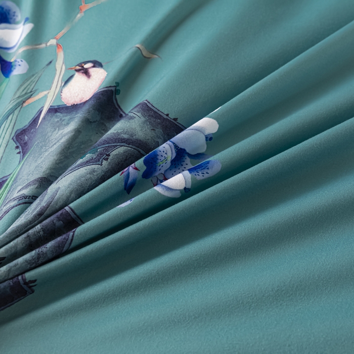 91家纺网 家纺一手货源 找家纺 文黛家居 2025新款-植物羊绒大版花四件套 鸟语花香