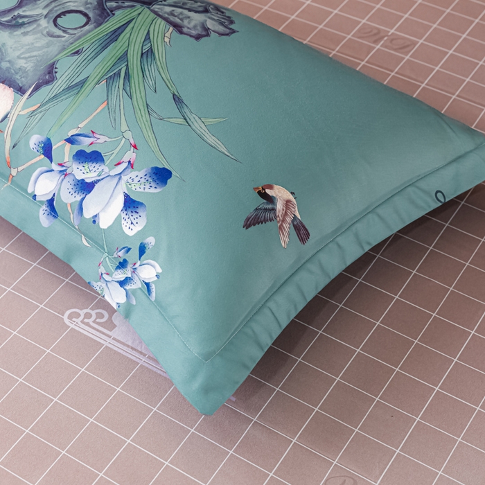 91家纺网 家纺一手货源 找家纺 文黛家居 2025新款-植物羊绒大版花四件套 鸟语花香