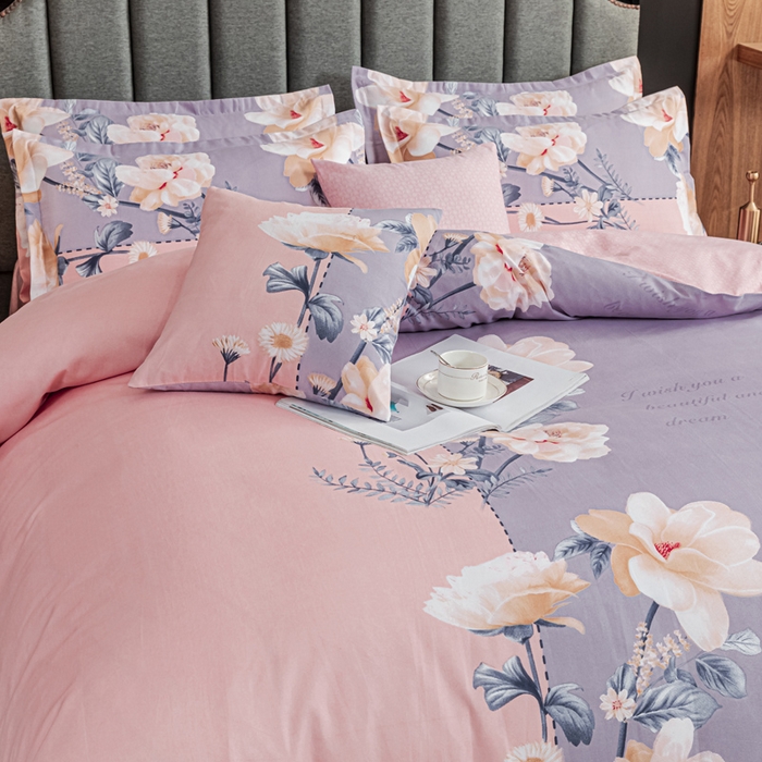 91家纺网 家纺一手货源 找家纺 文黛家居 2025新款-植物羊绒大版花四件套 温情花语