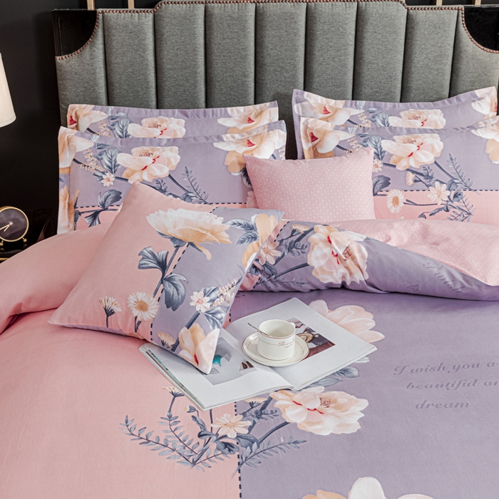 91家纺网 家纺一手货源 找家纺 文黛家居 2025新款-植物羊绒大版花四件套 温情花语