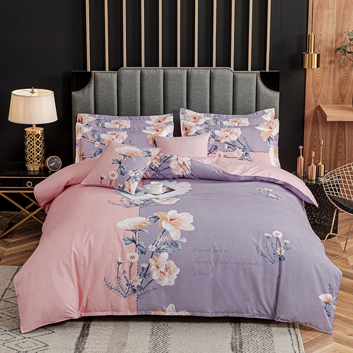 91家纺网 家纺一手货源 找家纺 文黛家居 2025新款-植物羊绒大版花四件套 温情花语