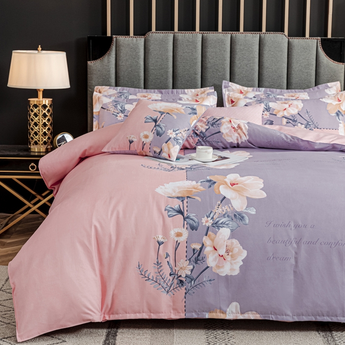 91家纺网 家纺一手货源 找家纺 文黛家居 2025新款-植物羊绒大版花四件套 温情花语