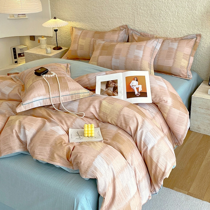 91家纺网 家纺一手货源 找家纺 悦织湾家纺 2025新款100%全棉磨毛四件套加厚加密喷气织造纯棉床上用品印花卡通小清新 椿山集