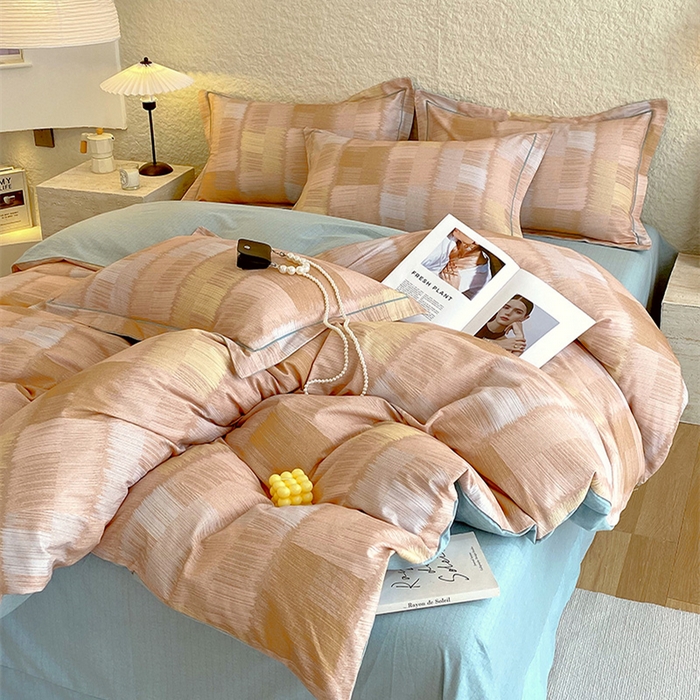 91家纺网 家纺一手货源 找家纺 悦织湾家纺 2025新款100%全棉磨毛四件套加厚加密喷气织造纯棉床上用品印花卡通小清新 椿山集