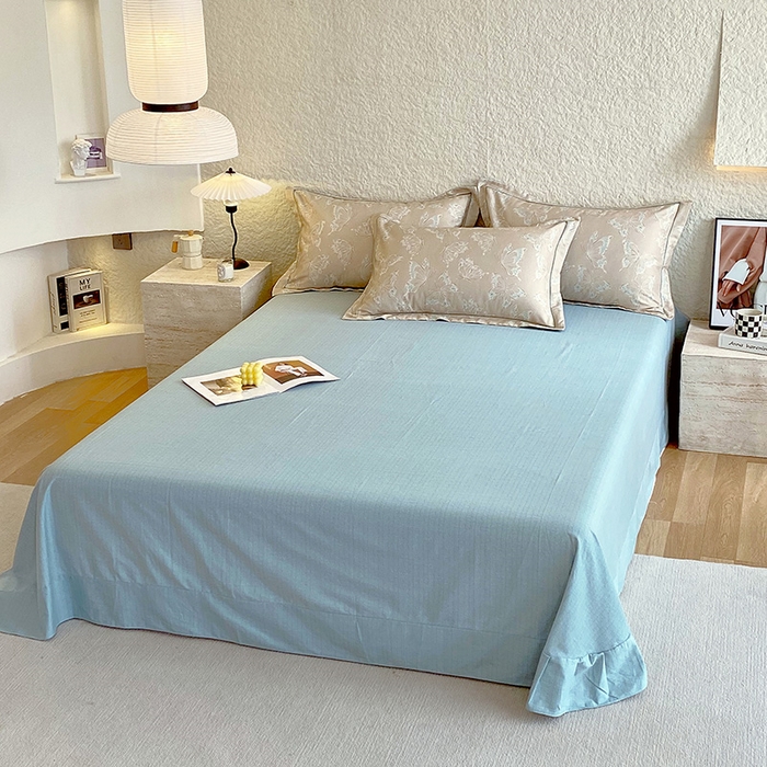 91家纺网 家纺一手货源 找家纺 悦织湾家纺 2025新款100%全棉磨毛四件套加厚加密喷气织造纯棉床上用品印花卡通小清新 蝴蝶-咖