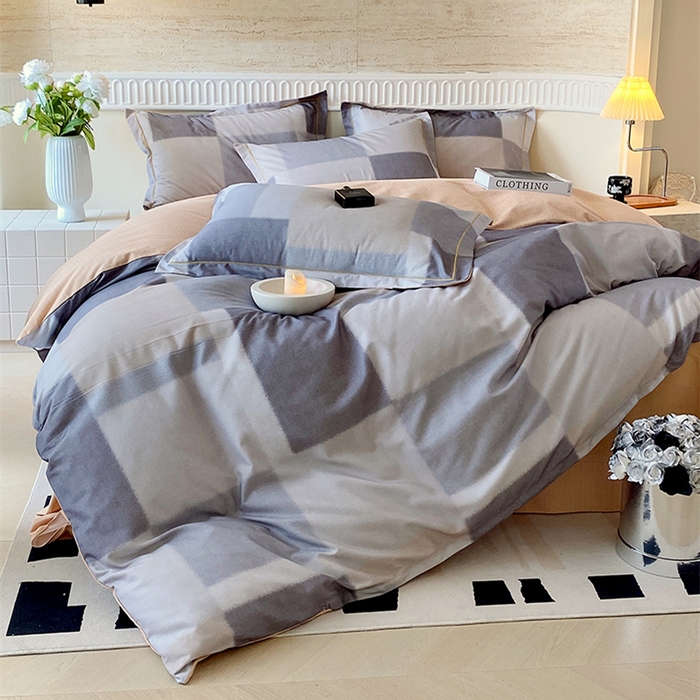 91家纺网 家纺一手货源 找家纺 悦织湾家纺 2025新款100%全棉磨毛四件套加厚加密喷气织造纯棉床上用品印花卡通小清新 克洛伊奶咖