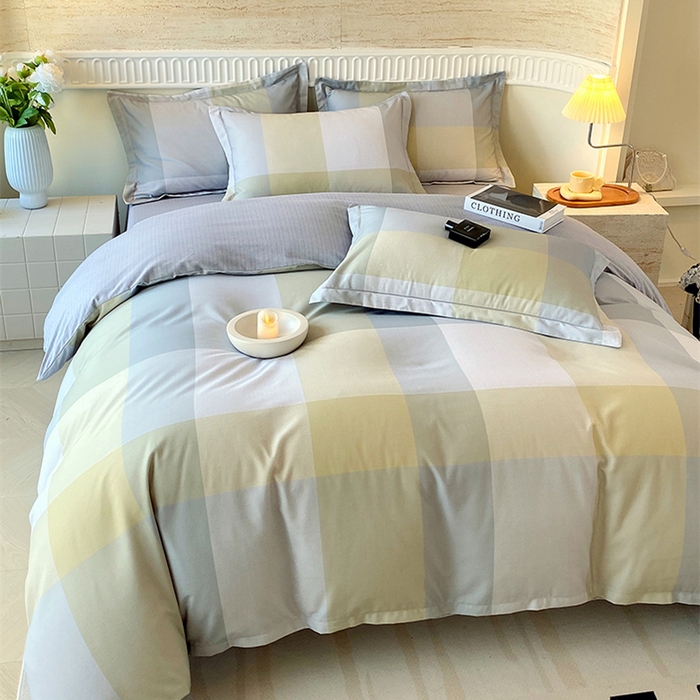 91家纺网 家纺一手货源 找家纺 悦织湾家纺 2025新款100%全棉磨毛四件套加厚加密喷气织造纯棉床上用品印花卡通小清新 马丁黄