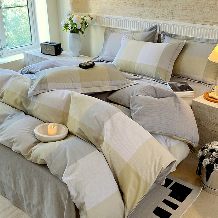 91家纺网 家纺一手货源 找家纺 悦织湾家纺 2025新款100%全棉磨毛四件套加厚加密喷气织造纯棉床上用品印花卡通小清新 马丁黄