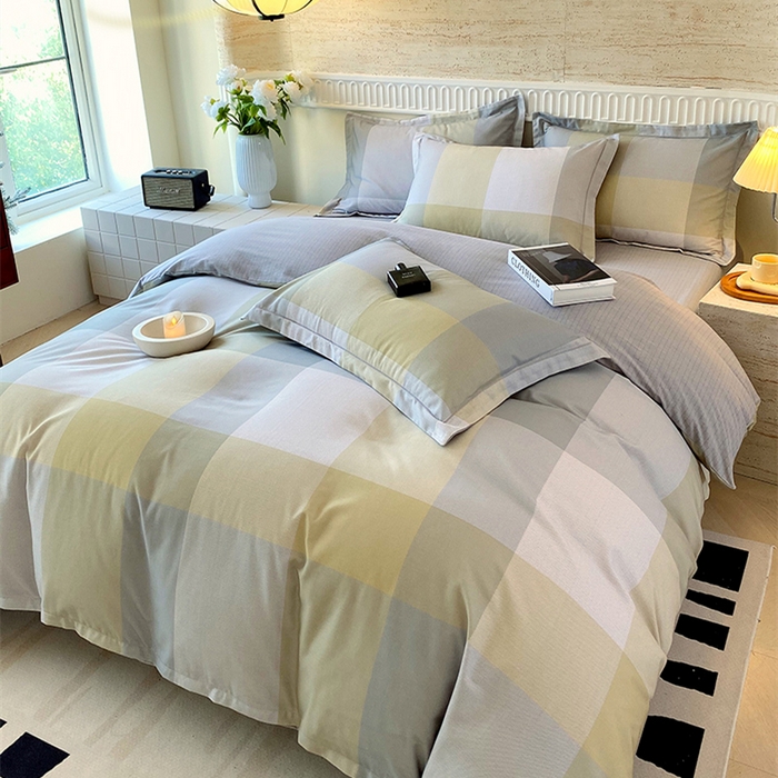 91家纺网 家纺一手货源 找家纺 悦织湾家纺 2025新款100%全棉磨毛四件套加厚加密喷气织造纯棉床上用品印花卡通小清新 马丁黄