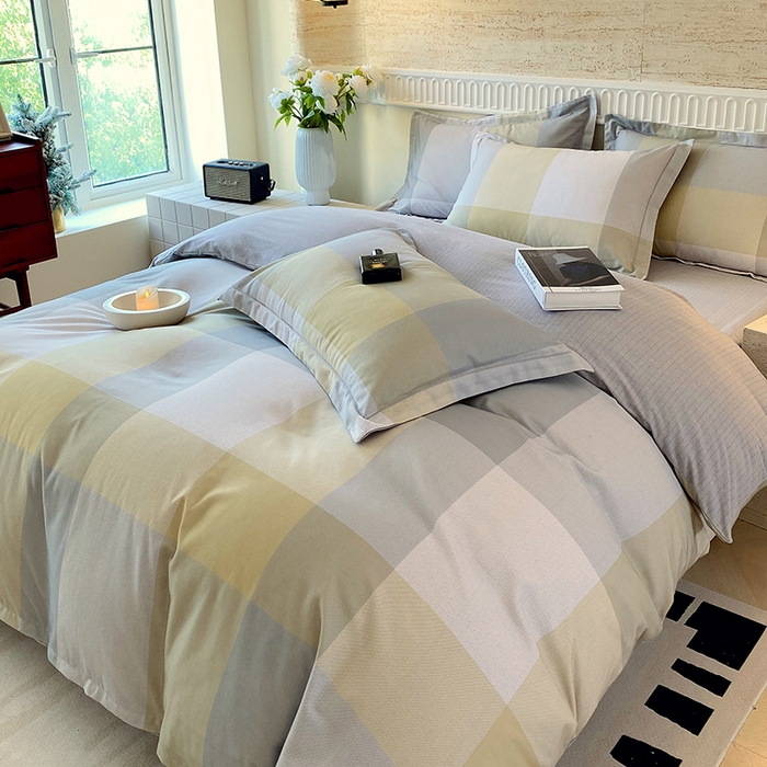 91家纺网 家纺一手货源 找家纺 悦织湾家纺 2025新款100%全棉磨毛四件套加厚加密喷气织造纯棉床上用品印花卡通小清新 马丁黄