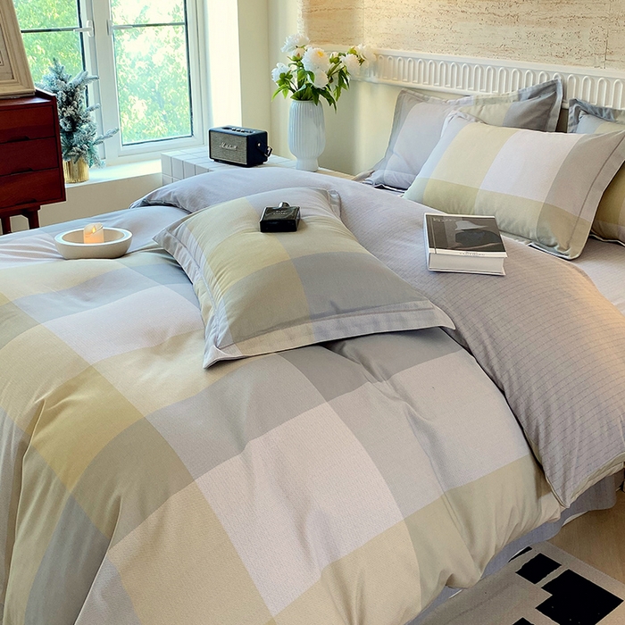 91家纺网 家纺一手货源 找家纺 悦织湾家纺 2025新款100%全棉磨毛四件套加厚加密喷气织造纯棉床上用品印花卡通小清新 马丁黄