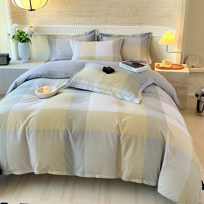 91家纺网 家纺一手货源 找家纺 悦织湾家纺 2025新款100%全棉磨毛四件套加厚加密喷气织造纯棉床上用品印花卡通小清新 马丁黄