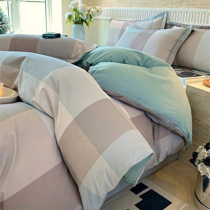 悦织湾家纺 2025新款100%全棉磨毛四件套加厚加密喷气织造纯棉床上用品印花卡通小清新 马丁蓝