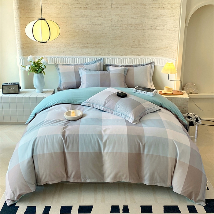 91家纺网 家纺一手货源 找家纺 悦织湾家纺 2025新款100%全棉磨毛四件套加厚加密喷气织造纯棉床上用品印花卡通小清新 马丁蓝