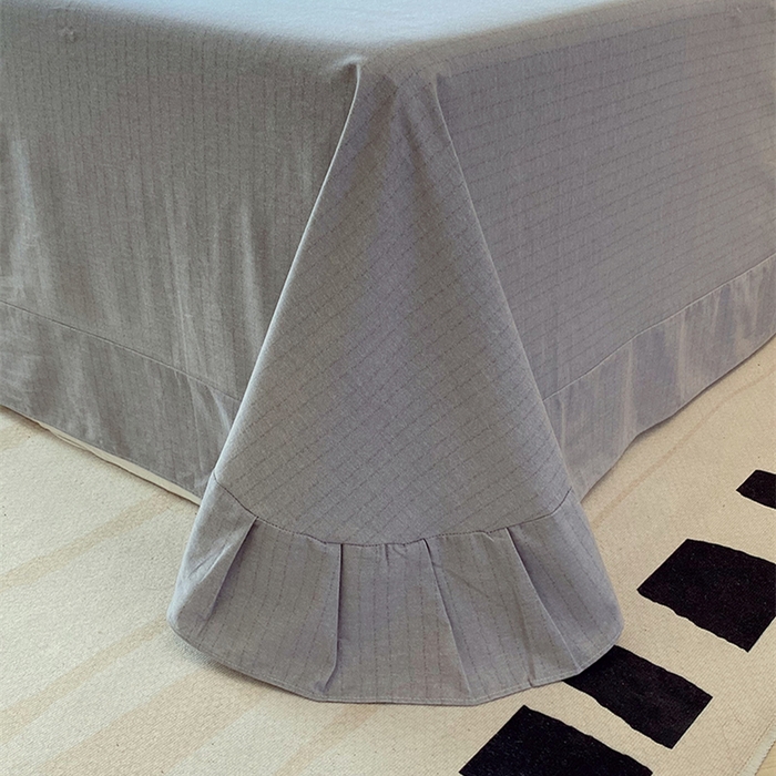 91家纺网 家纺一手货源 找家纺 悦织湾家纺 2025新款100%全棉磨毛四件套加厚加密喷气织造纯棉床上用品印花卡通小清新 马丁蓝