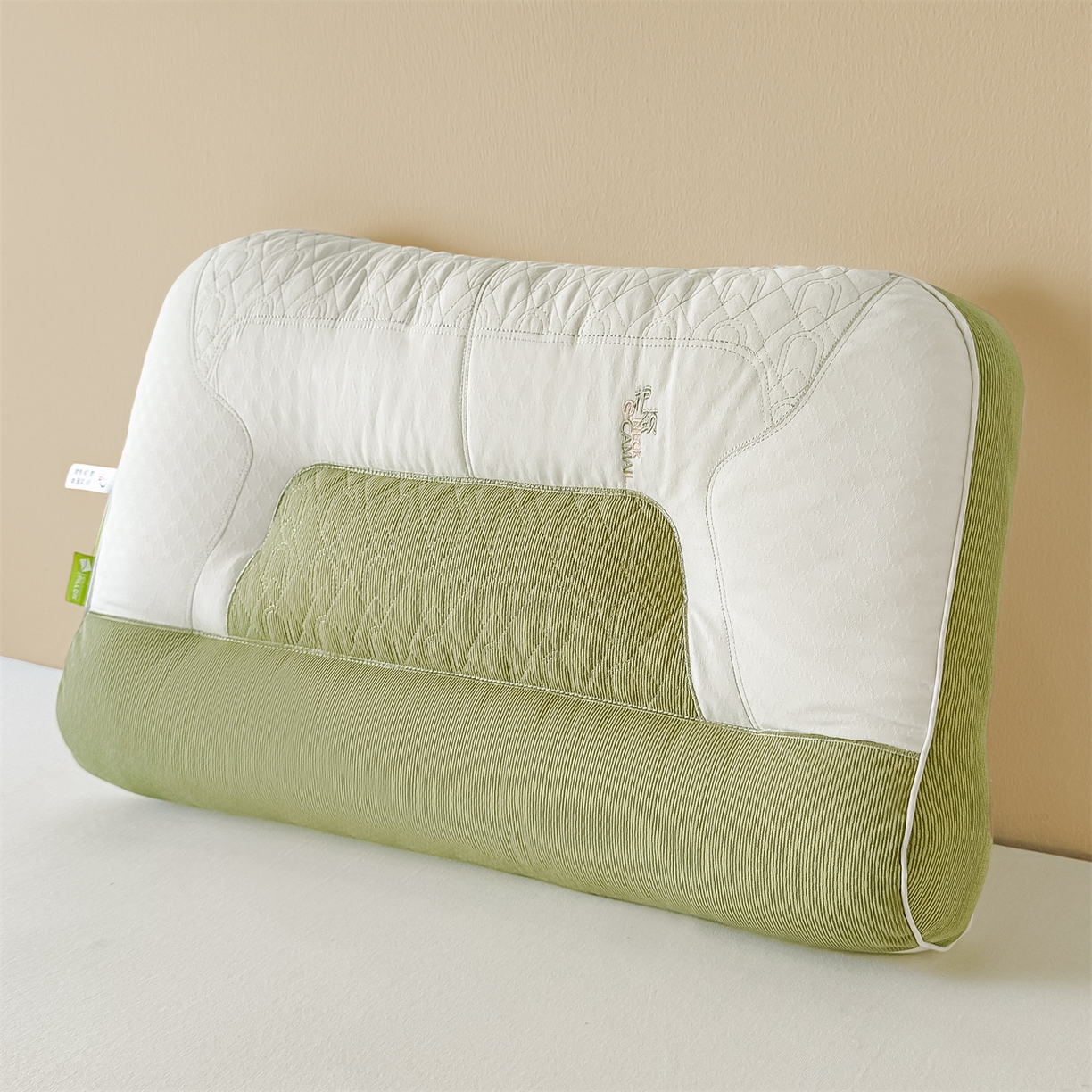 91家纺网 家纺一手货源 找家纺 麦肯锡 2025新款spa护颈牵引枕枕头枕芯单枕芯 绿色 48x74cm单枕/只