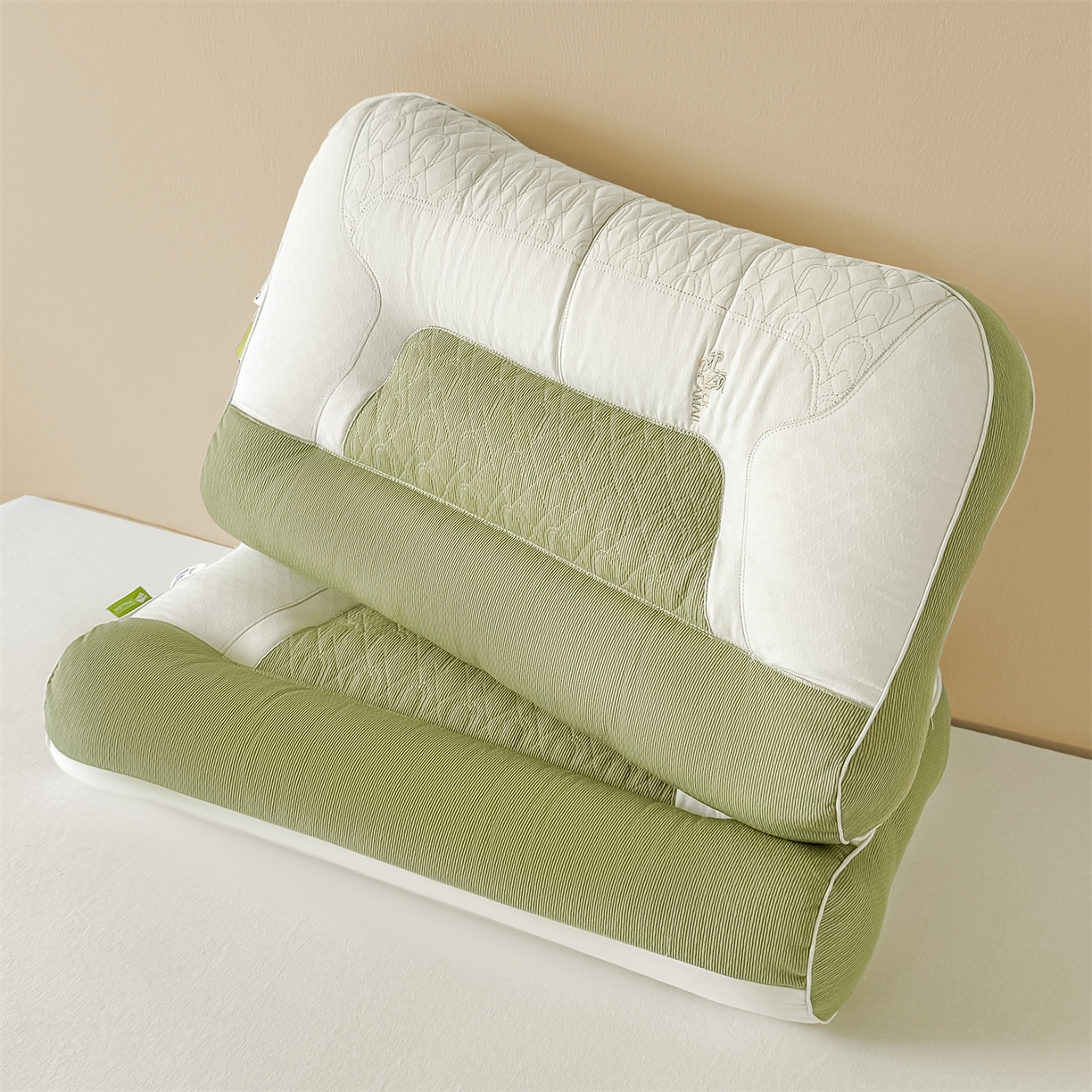 91家纺网 家纺一手货源 找家纺 麦肯锡 2025新款spa护颈牵引枕枕头枕芯单枕芯 绿色 48x74cm单枕/只