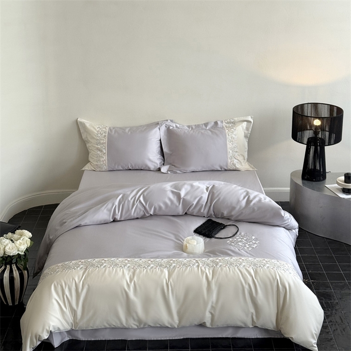 91家纺网 家纺一手货源 找家纺 （总）鹿班家居2025新款60S莱赛尔精密刺绣四件套系列—间隙花影【标准会员-20元】