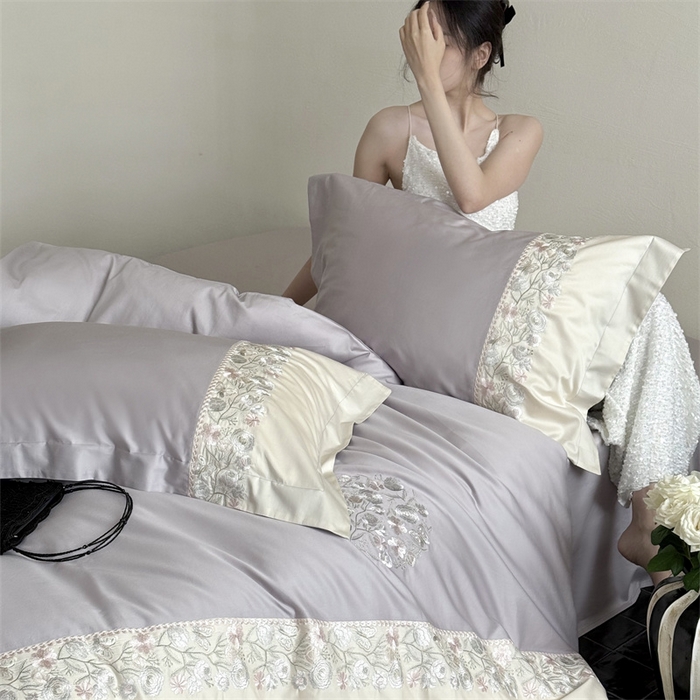 91家纺网 家纺一手货源 找家纺 （总）鹿班家居2025新款60S莱赛尔精密刺绣四件套系列—间隙花影【标准会员-20元】